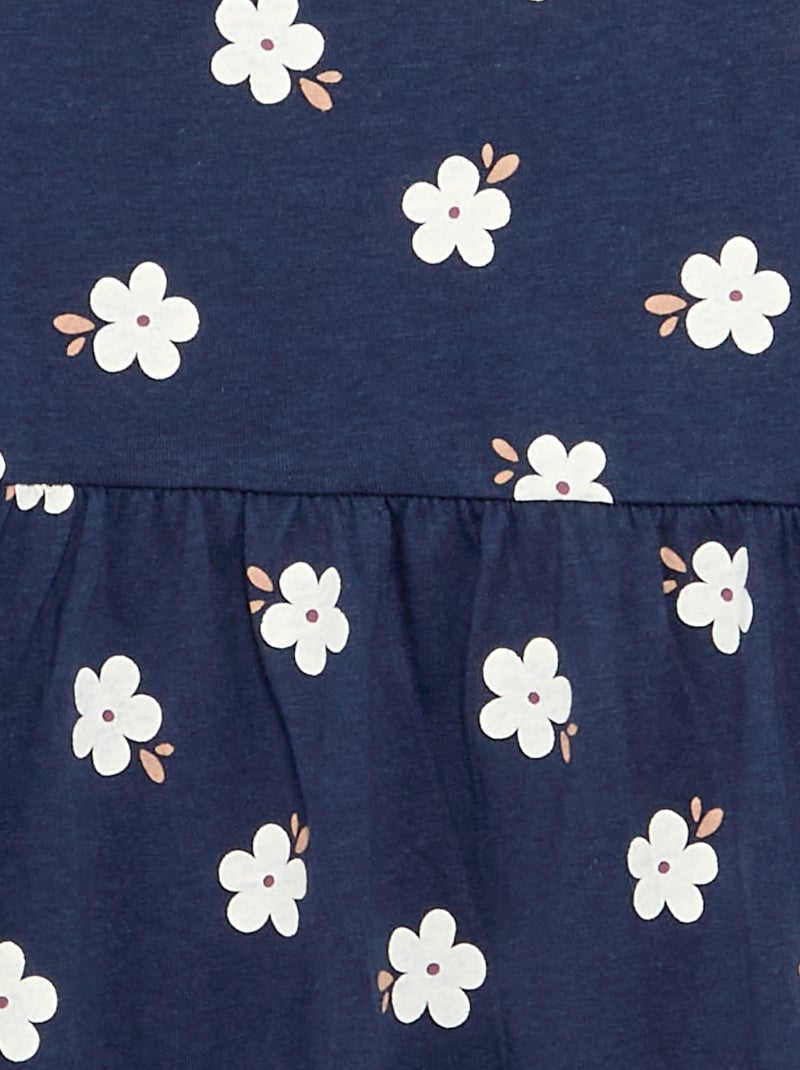 Long-sleeved cotton jersey dress Blue - Kiabi