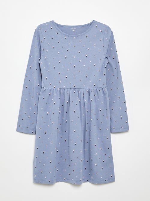 Long-sleeved cotton jersey dress - Kiabi