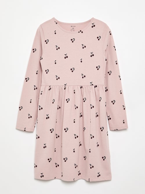 Long-sleeved cotton jersey dress - Kiabi
