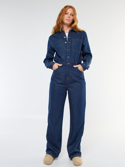 Long-Sleeved Denim Jumpsuit - Kiabi