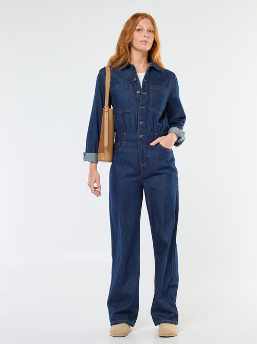 Long-Sleeved Denim Jumpsuit - Kiabi