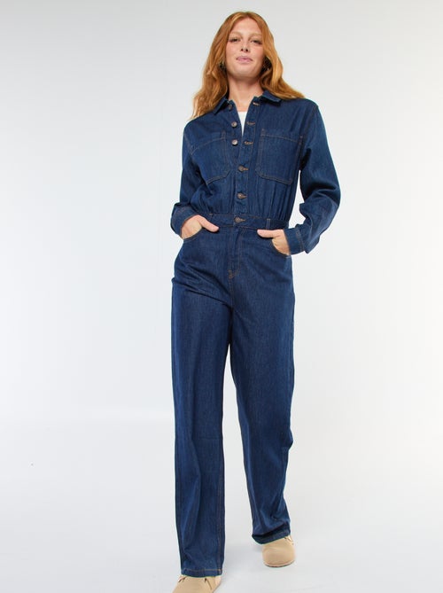 Long-Sleeved Denim Jumpsuit - Kiabi