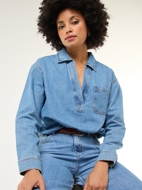 Long-Sleeved Denim Shirt - Kiabi