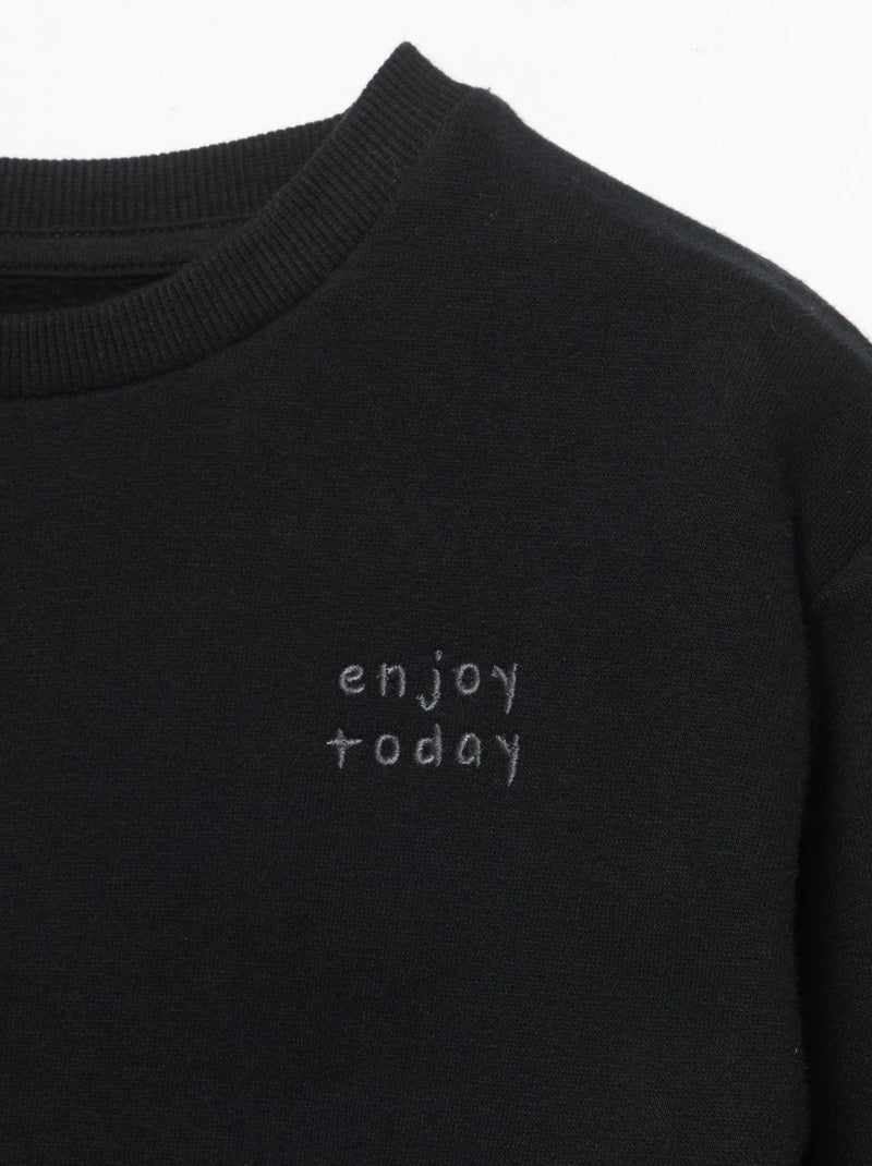 Long-sleeved fleece sweatshirt Black - Kiabi