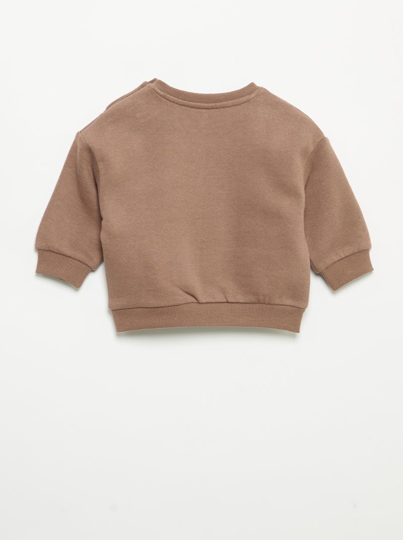 Long-sleeved fleece sweatshirt Brown - Kiabi