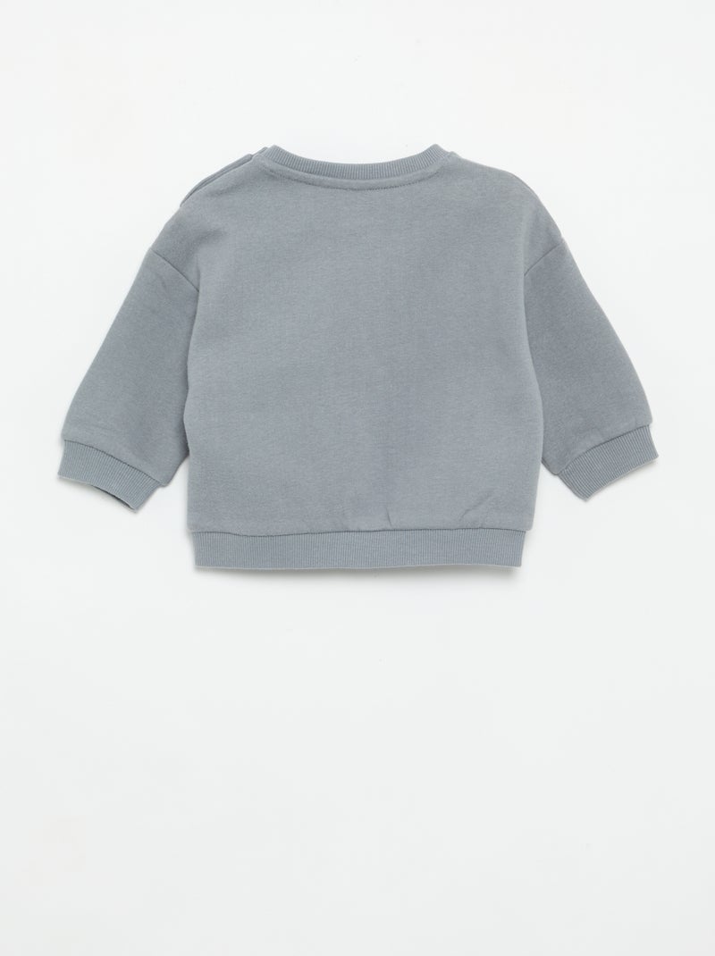 Long-sleeved fleece sweatshirt Grey - Kiabi