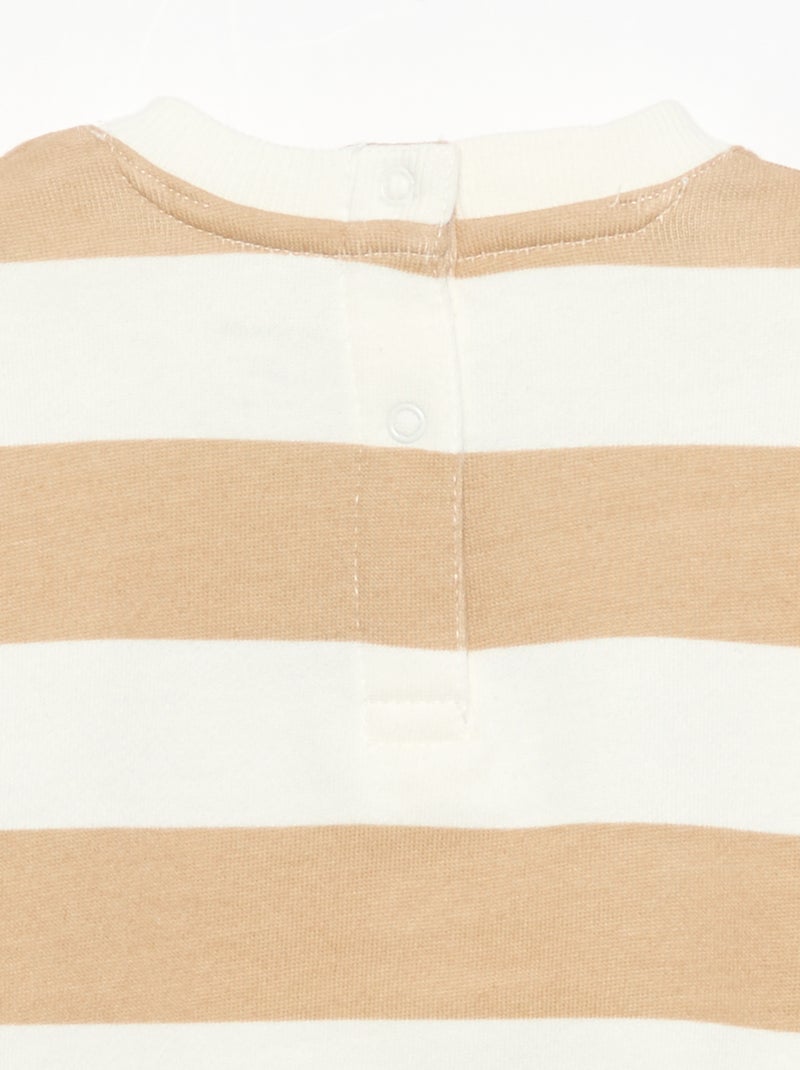 Long-sleeved fleece sweatshirt with fun design Beige - Kiabi