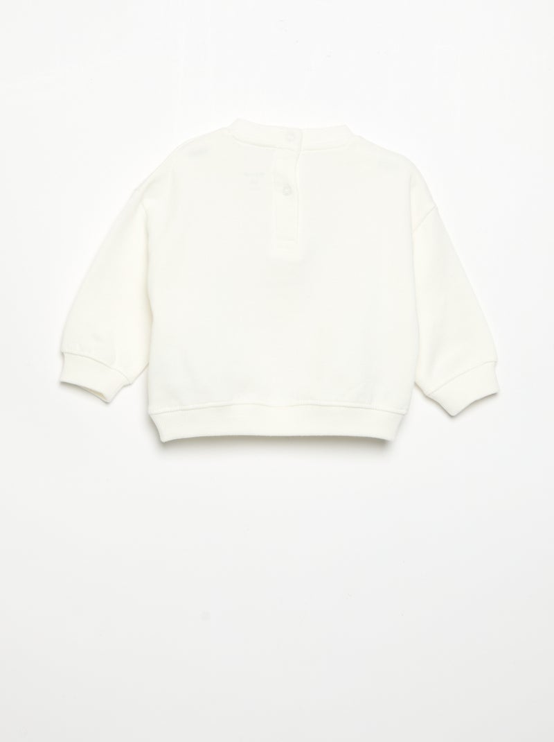 Long-sleeved fleece sweatshirt with playful design White - Kiabi