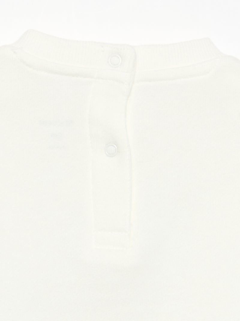 Long-sleeved fleece sweatshirt with playful design White - Kiabi
