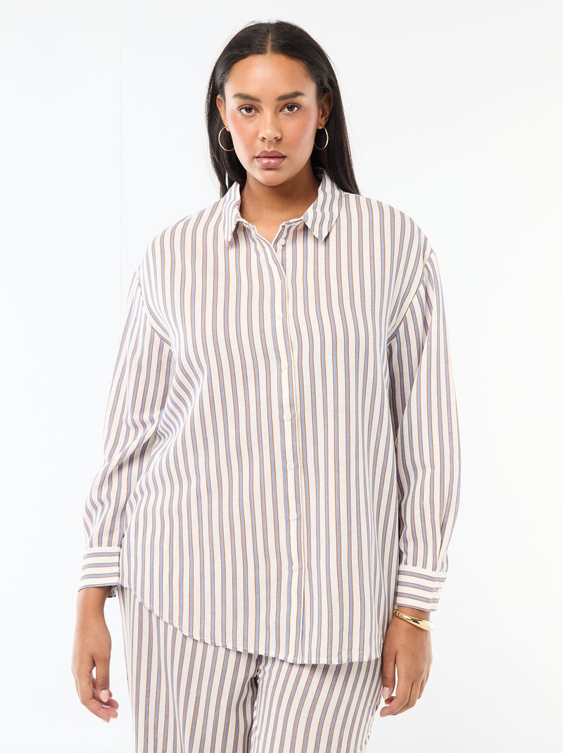 Long-Sleeved Flowy Blouse Beige - Kiabi
