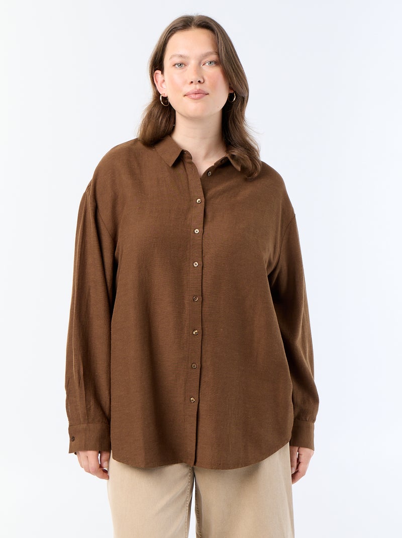 Long-sleeved flowy blouse Brown - Kiabi
