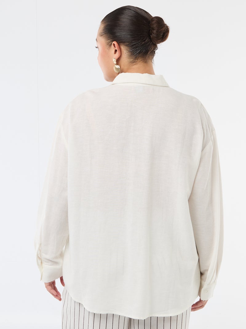 Long-Sleeved Flowy Blouse White - Kiabi