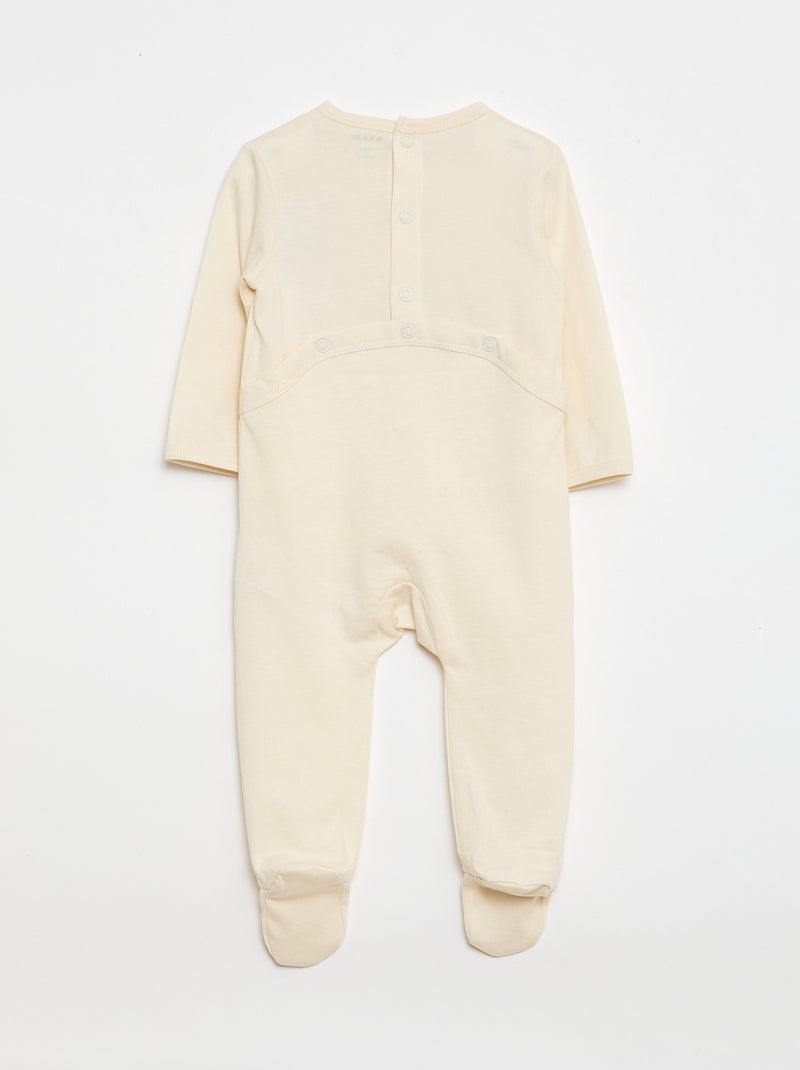 Long-Sleeved Footed Pajamas Beige - Kiabi
