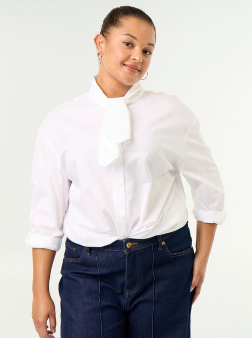 Long-sleeved lavallière collar shirt - Kiabi