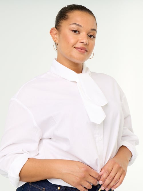 Long-sleeved lavallière collar shirt - Kiabi
