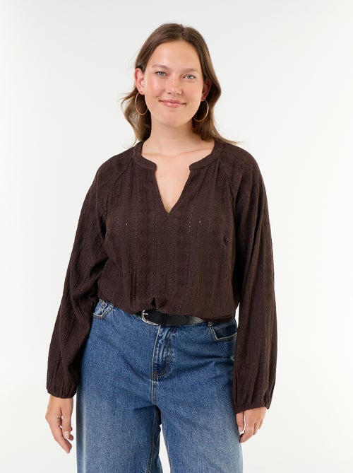 Long-sleeved openwork T-shirt - Kiabi