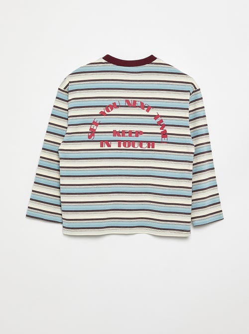 Long-sleeved patterned and slogan T-shirt - Kiabi