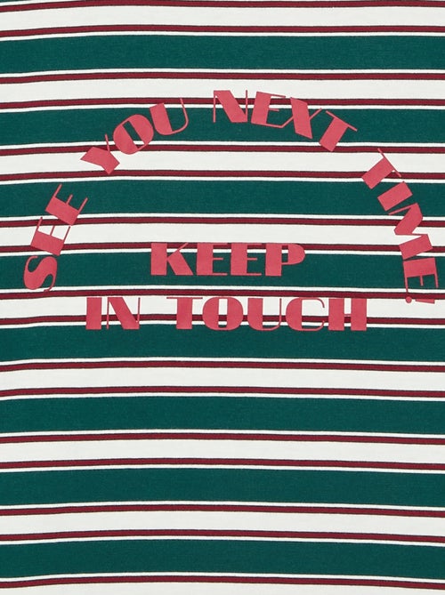 Long-sleeved patterned and slogan T-shirt - Kiabi