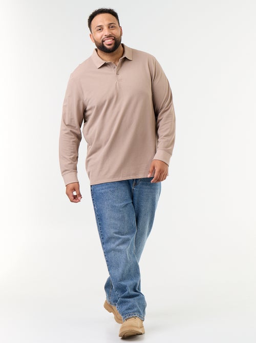 Long-sleeved pique knit polo - Kiabi