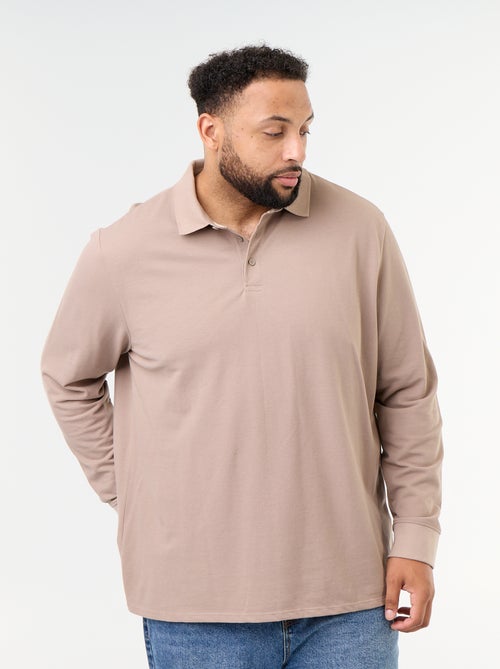 Long-sleeved pique knit polo - Kiabi