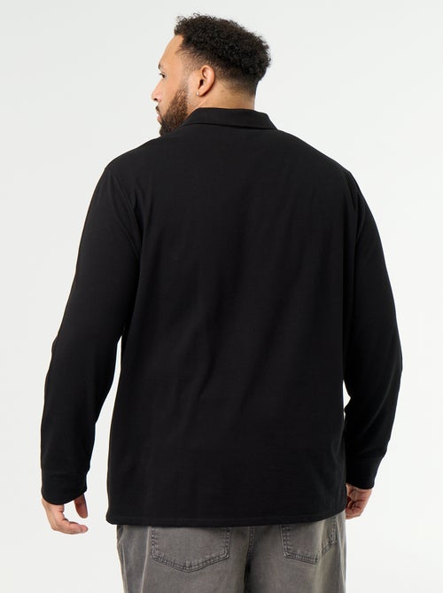Long-sleeved pique knit polo - Kiabi
