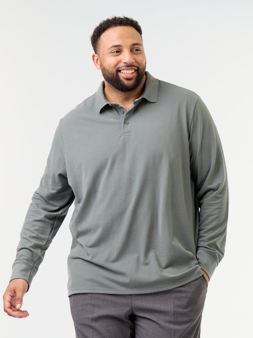 Long-sleeved pique knit polo - Kiabi
