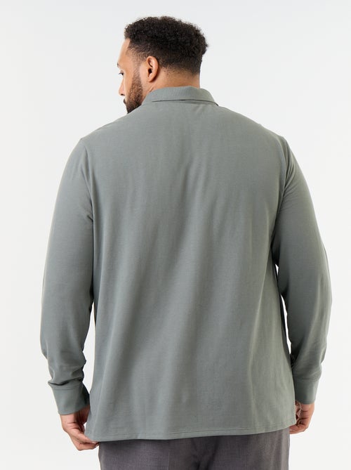 Long-sleeved pique knit polo - Kiabi