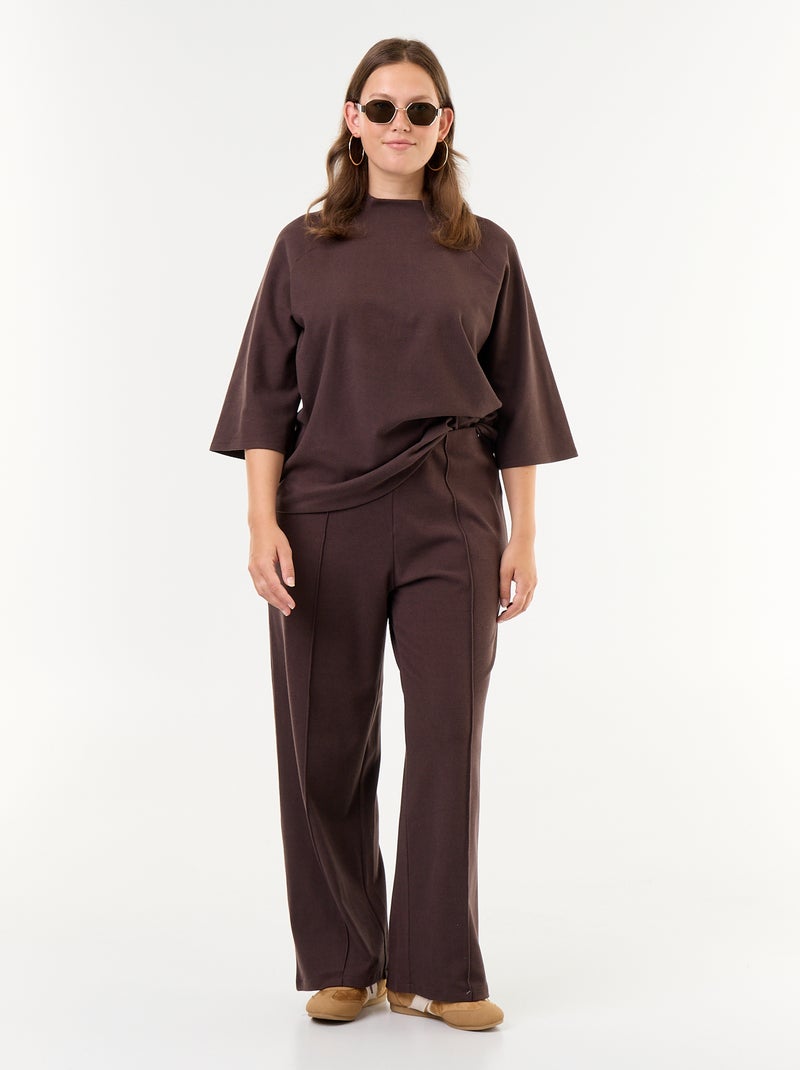 Long-sleeved plush knit T-shirt Brown - Kiabi