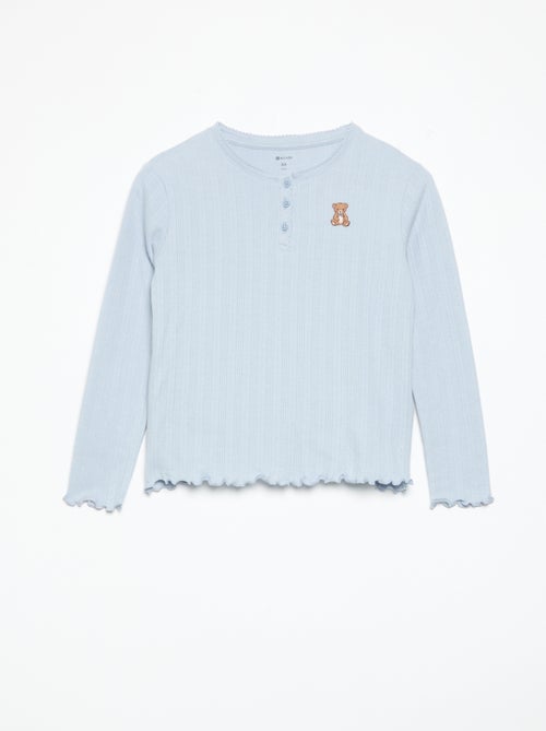 Long-sleeved pointelle knit T-shirt - Kiabi