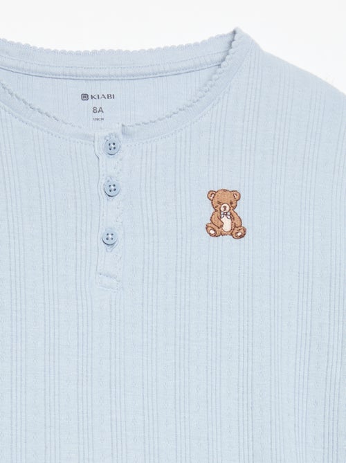 Long-sleeved pointelle knit T-shirt - Kiabi