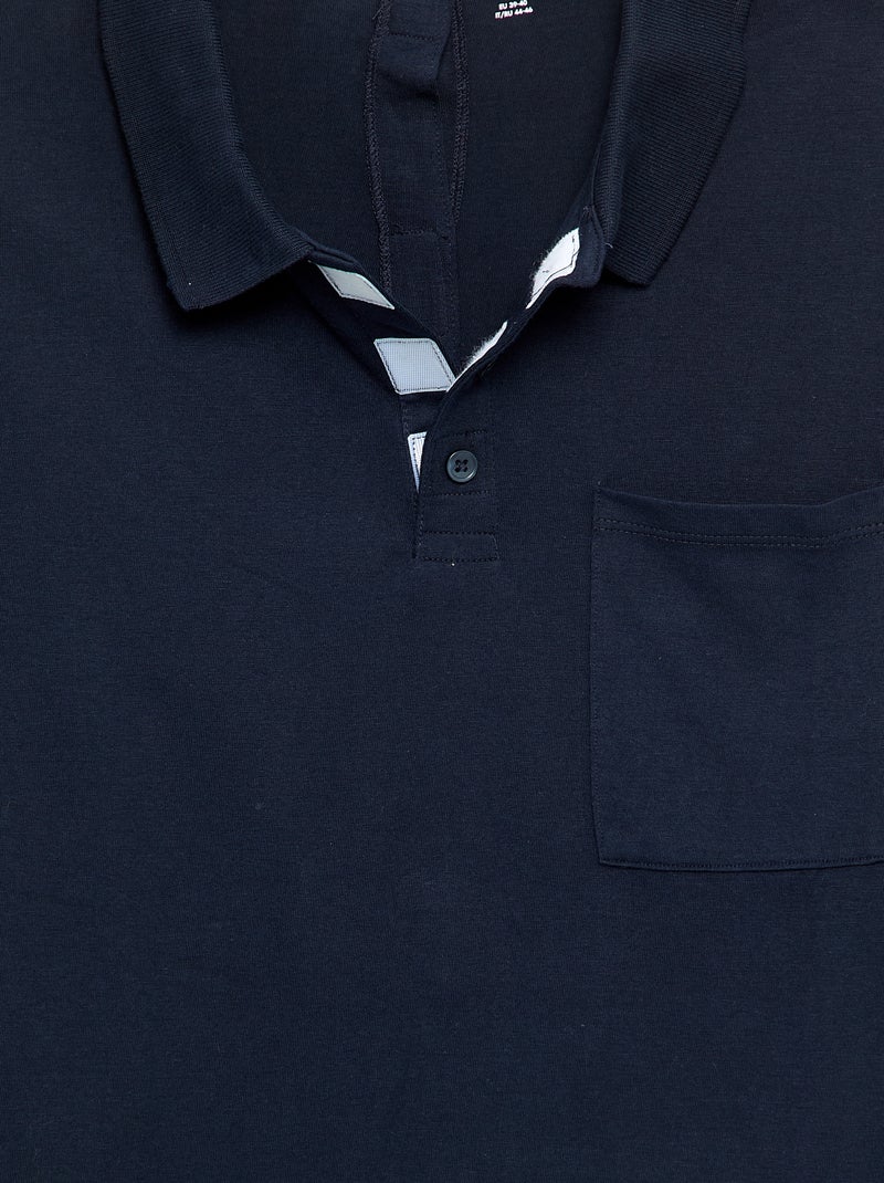Long-sleeved Polo Shirt - Easy-Wear Collection Blue - Kiabi