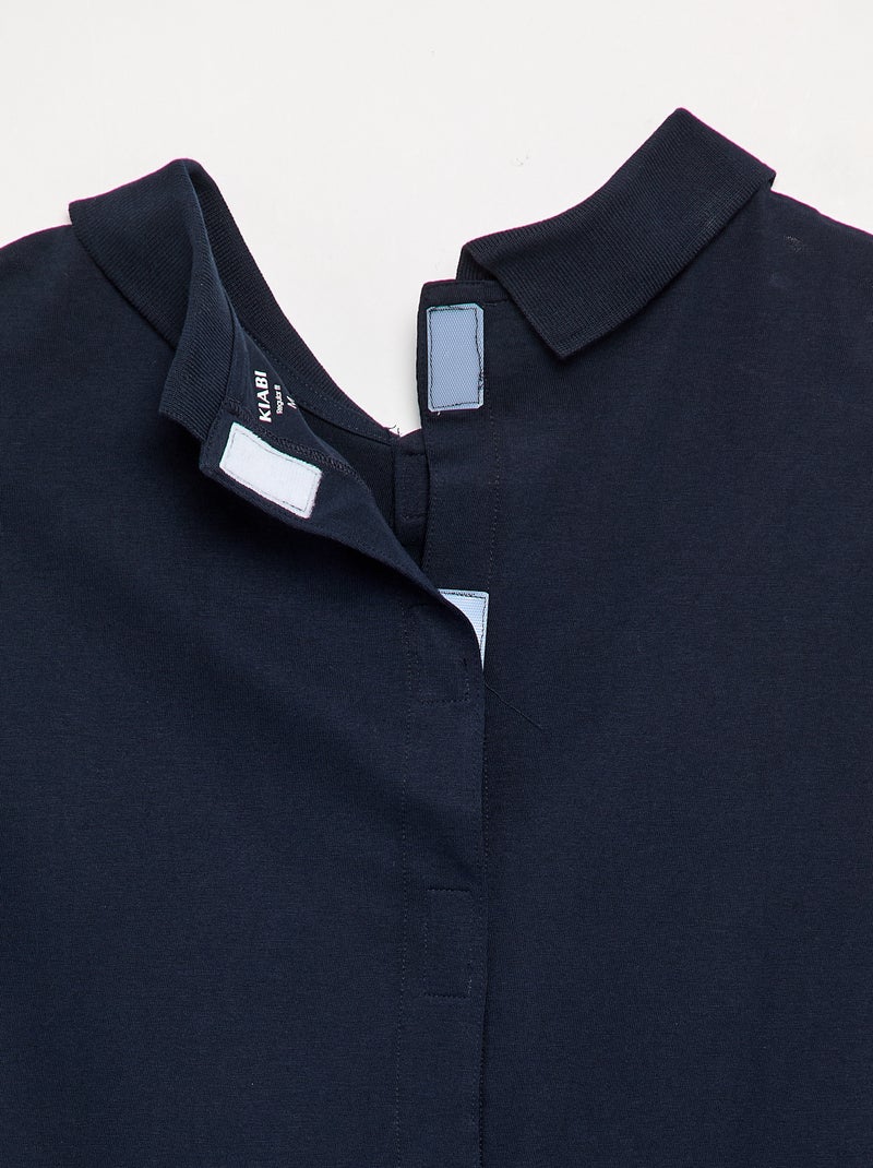 Long-sleeved Polo Shirt - Easy-Wear Collection Blue - Kiabi