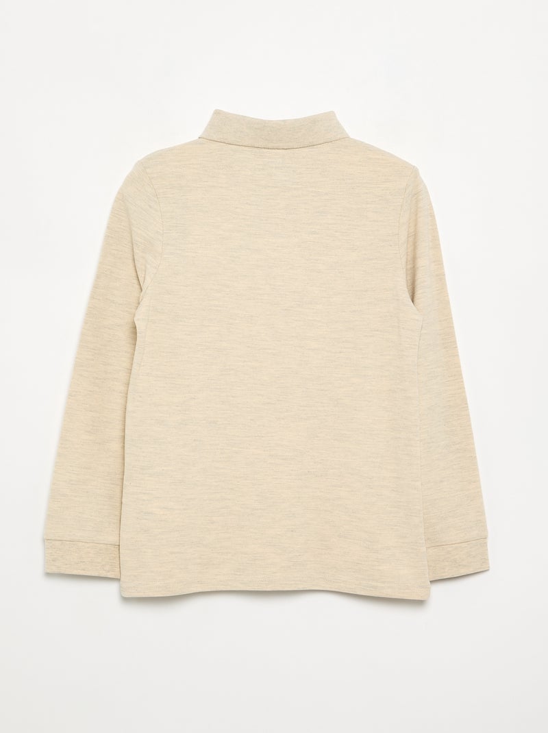 Long-sleeved polo shirt Beige - Kiabi
