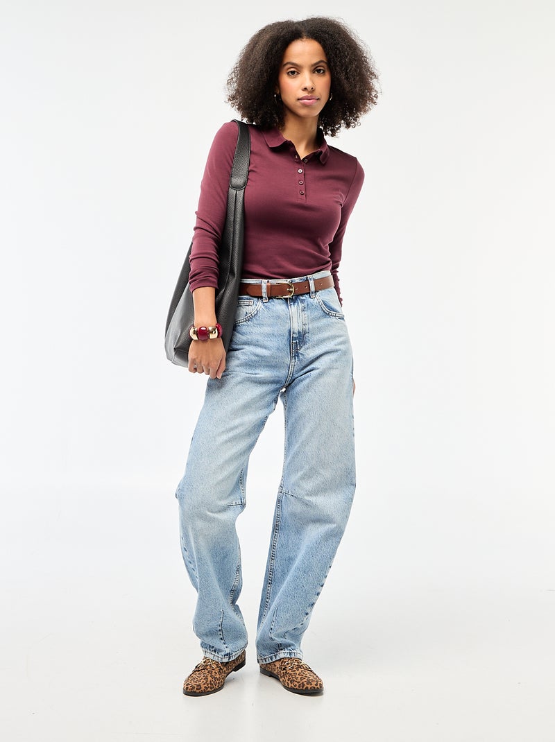 Long-sleeved polo shirt tee Red - Kiabi