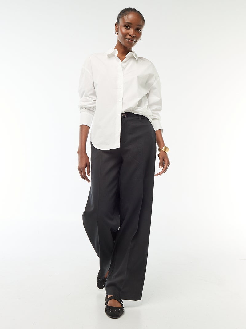 Long-Sleeved Poplin Shirt White - Kiabi