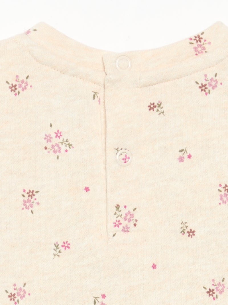 Long-sleeved printed dress Beige - Kiabi