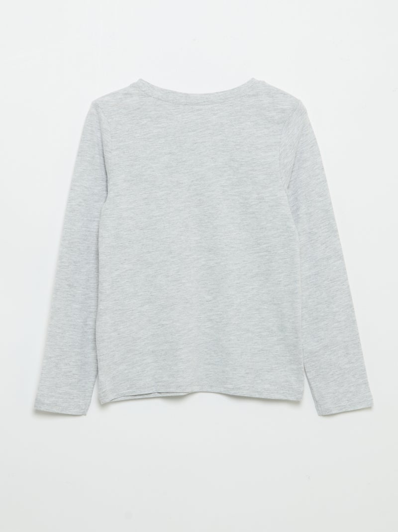 Long-sleeved printed T-shirt Grey - Kiabi
