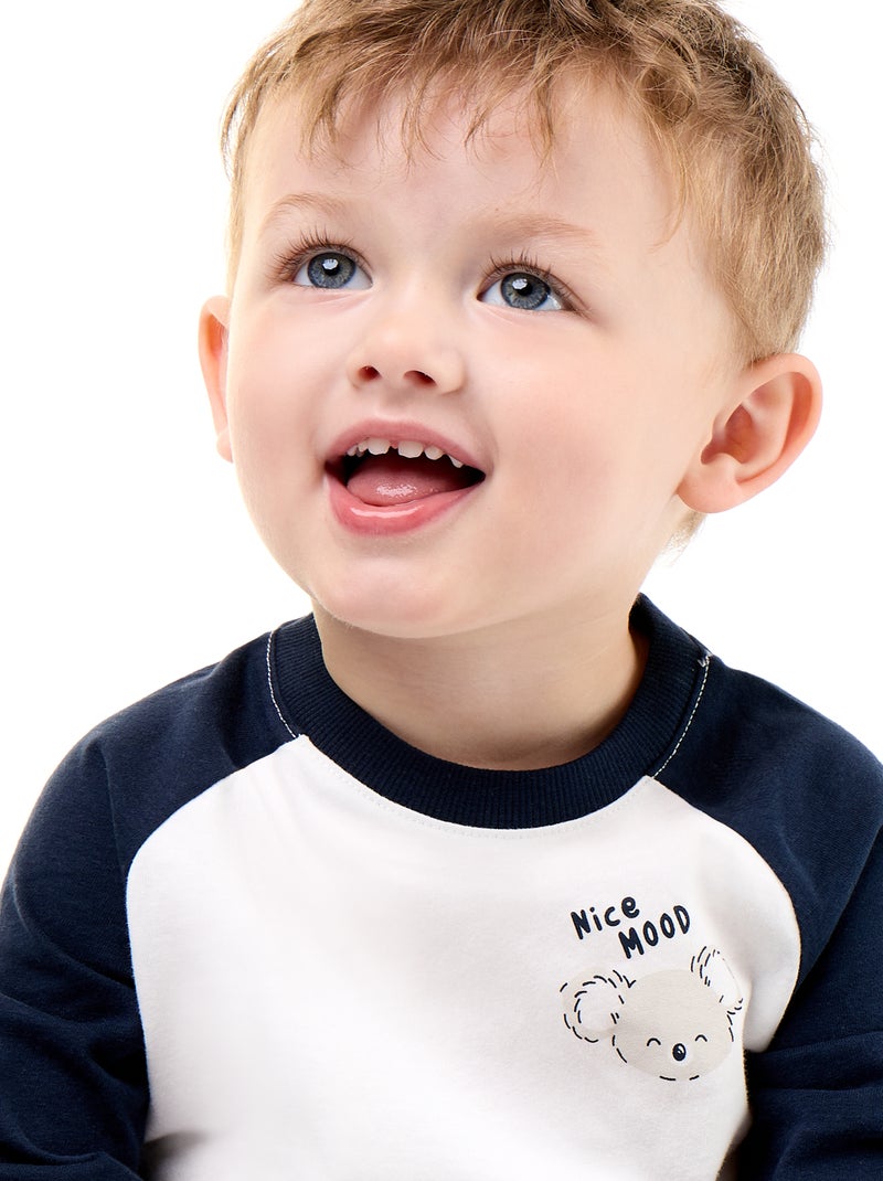 Long-sleeved raglan T-shirt Blue - Kiabi