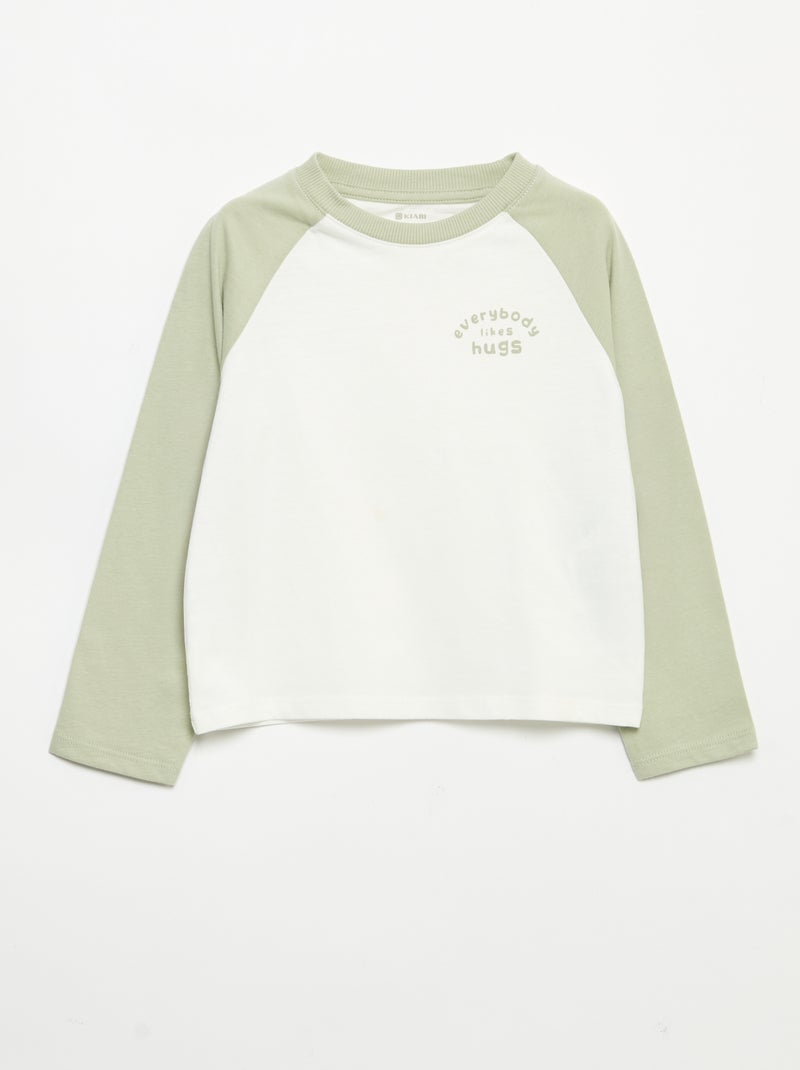 Long-sleeved raglan T-shirt White - Kiabi
