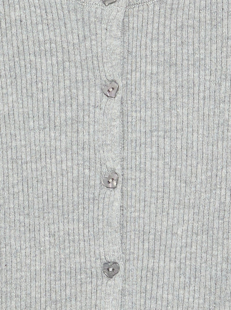 Long-sleeved ribbed knit cardigan Grey - Kiabi