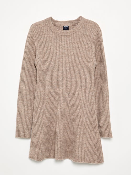 Long-sleeved ribbed knit dress - Kiabi