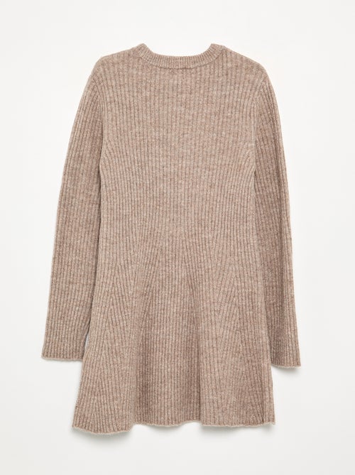 Long-sleeved ribbed knit dress - Kiabi