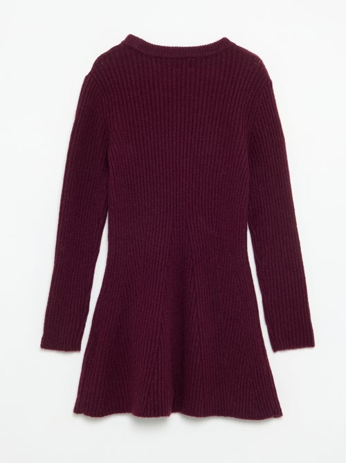 Long-sleeved ribbed knit dress - Kiabi