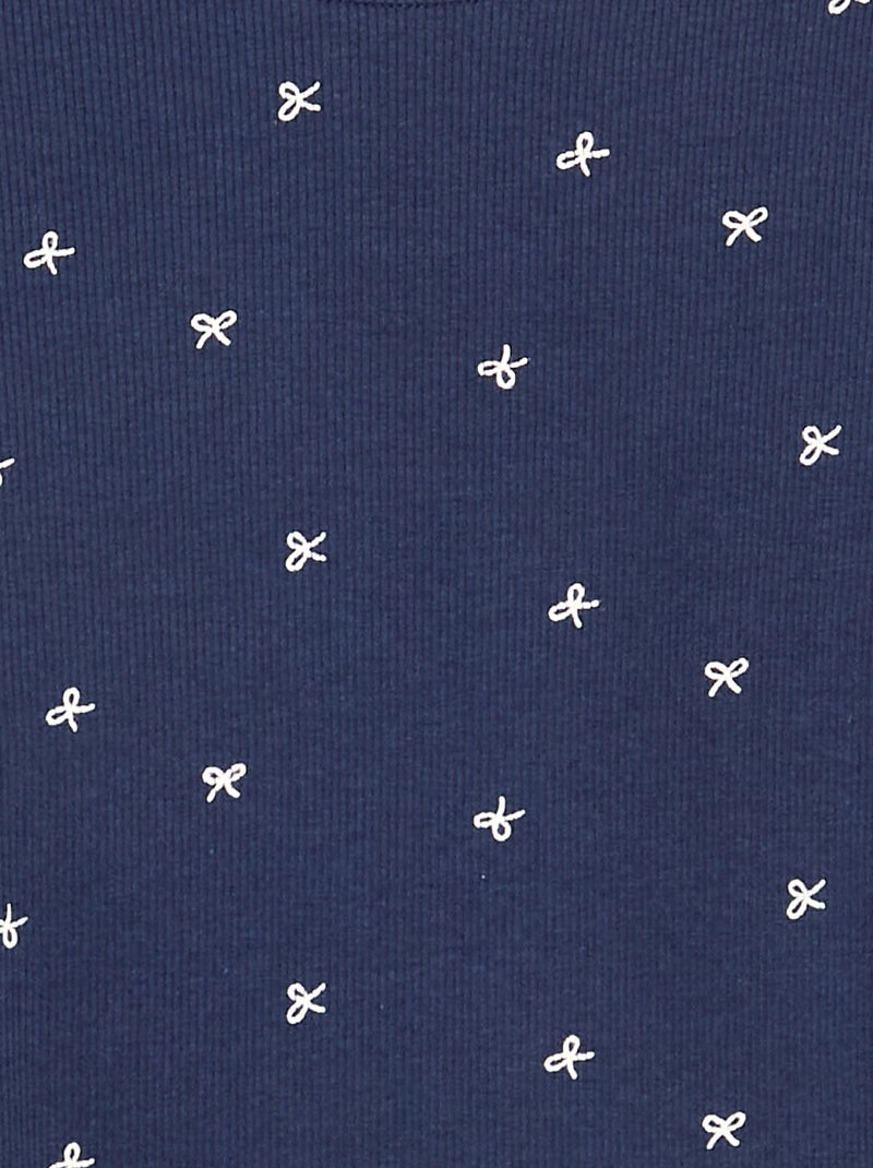 Long-sleeved ribbed knit T-shirt Blue - Kiabi