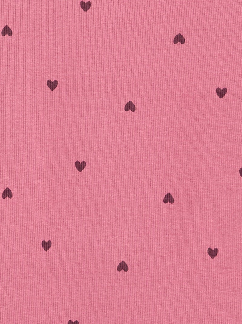 Long-sleeved ribbed knit T-shirt Pink - Kiabi