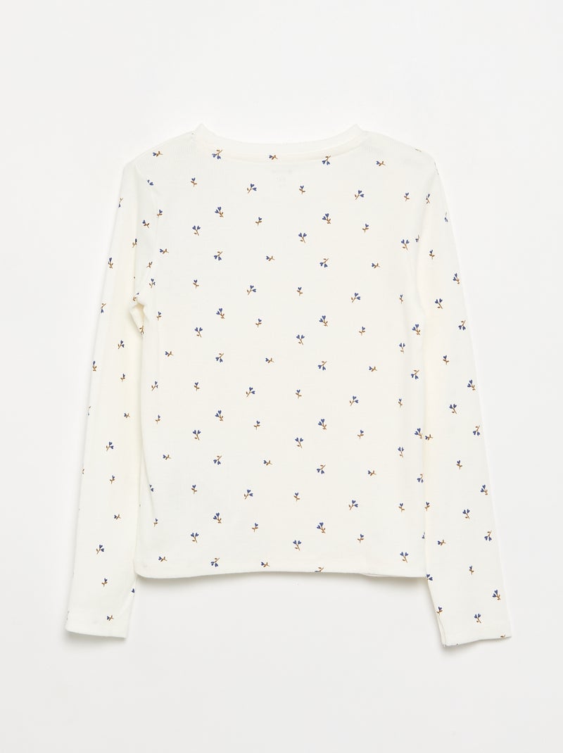 Long-sleeved ribbed knit T-shirt White - Kiabi