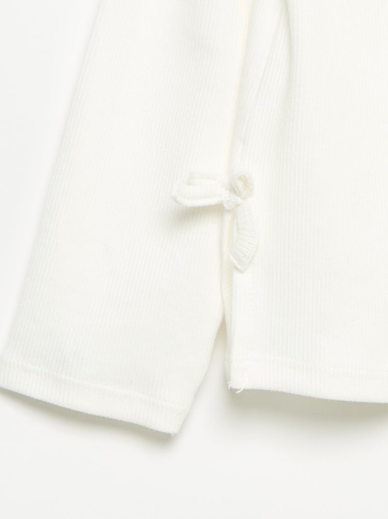 Long-sleeved ribbed T-shirt with knot White - Kiabi