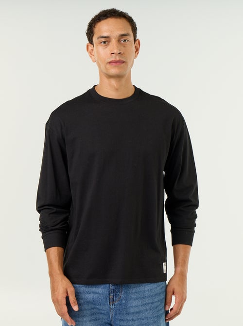 Long-sleeved round neck cotton t-shirt - Kiabi