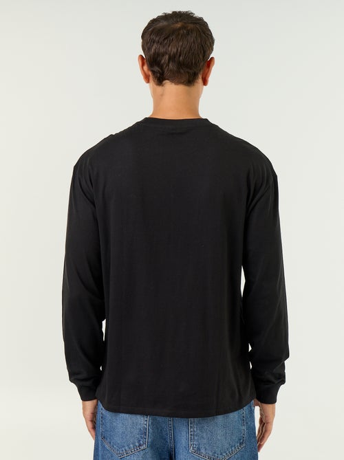 Long-sleeved round neck cotton t-shirt - Kiabi