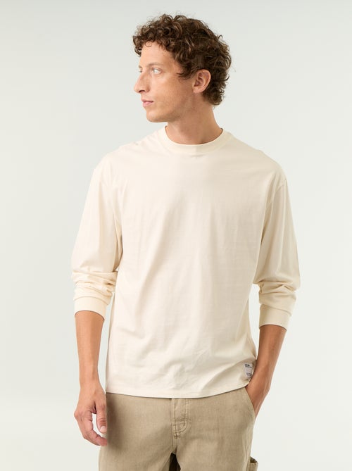 Long-sleeved round neck cotton t-shirt - Kiabi